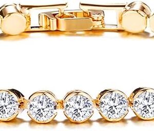 ZAHSY Gold Plated Bracelets Silver Chain Bracelet Cubic Zirconia Tennis Bracelets for Women Rhinestones Bracelet for Women