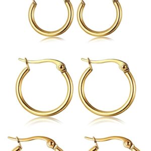 ORAZIO 4 Pairs Stainless Steel Hoop Earrings Set Cute Huggie Earrings for Women,10MM-20MM