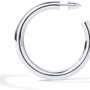 PAVOI 14K Gold Plated Lightweight Chunky Open Hoops for Women | Trendy Gold Hoop Earrings